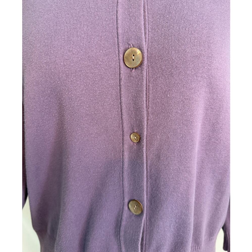 J Jill Purple Button Front Cardigan Sweater Round Neck Long Sleeve - Size LARGE - Picture 2 of 5